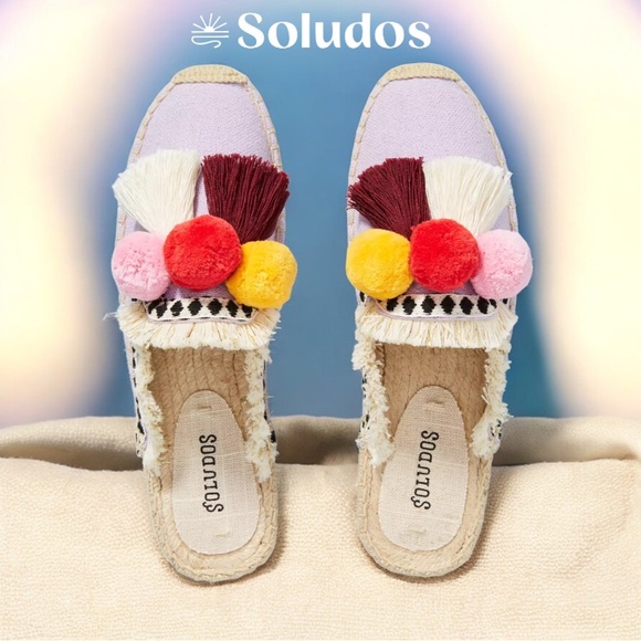 Soludos Shoes - 🛍️SALE🛍️ Soludos Frayed Edge Pom Pom Mules | Coco Espadrille Slides